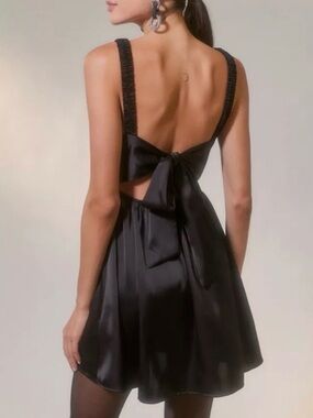 Urban Outfitters Black Satin Tie-Back Mini Dress